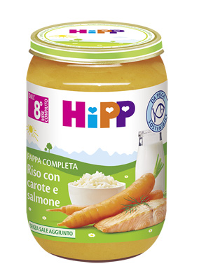 HIPP PAPPA COMPLETA RISO CON CAROTE E SALMONE 220GR