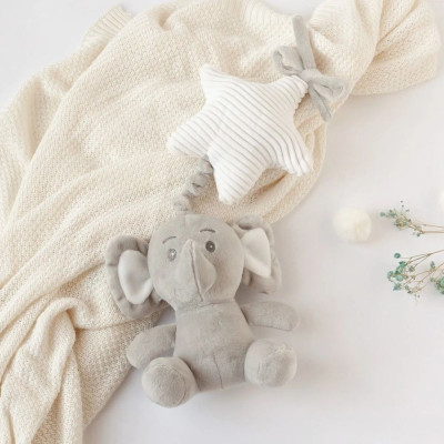 KIOKIDS PELUCHE MASSAGGIAGENGIVE MUSICALE ELEFANTE GREI