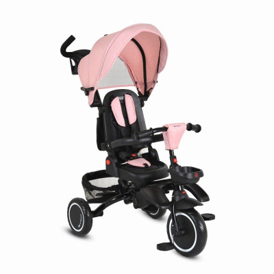 TRICICLO PER BAMBINI ROSA SEDUTA GIREVOLE 360°