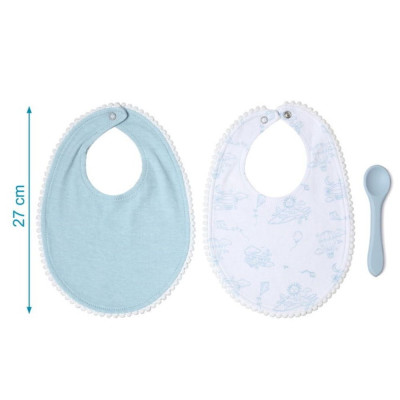 SET DI 2 BAVAGLINI E CUCCHIAIO BLU 
