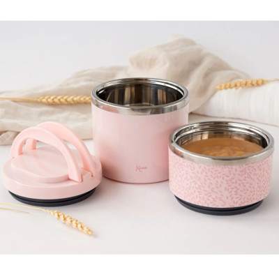 THERMOS DOPPIO PER ALIMENTI IN ACCIAIO 930 ML ROSA