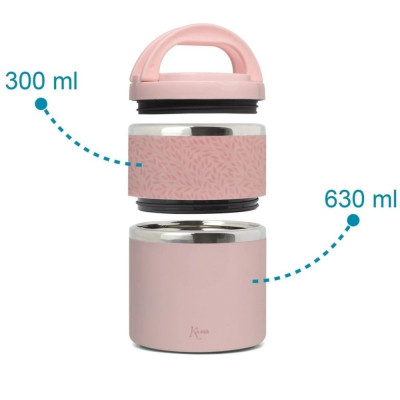 THERMOS DOPPIO PER ALIMENTI IN ACCIAIO 930 ML ROSA