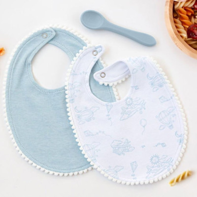 SET DI 2 BAVAGLINI E CUCCHIAIO BLU 