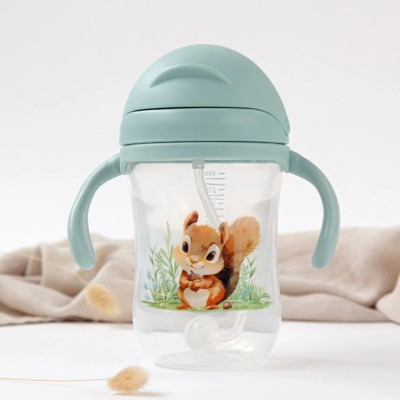 TAZZA DI APPRENDIMENTO ANTI-GOCCIA CON MANICI 300ML SALVIA