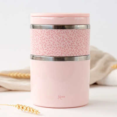 THERMOS DOPPIO PER ALIMENTI IN ACCIAIO 930 ML ROSA