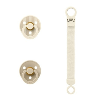 BIBS COL SET REGALO CIUO IN LAT TG 1 + CLIP IVORY