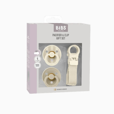 BIBS COL SET REGALO CIUO IN LAT TG 1 + CLIP IVORY