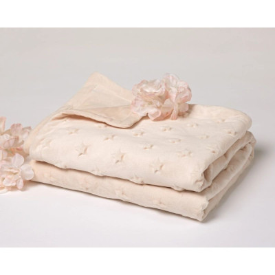 KIOKIDS COPERTA NEONATO BEIGE CON STELLE IN RILIEVO 80X110CM