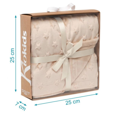 KIOKIDS COPERTA NEONATO BEIGE CON STELLE IN RILIEVO 80X110CM