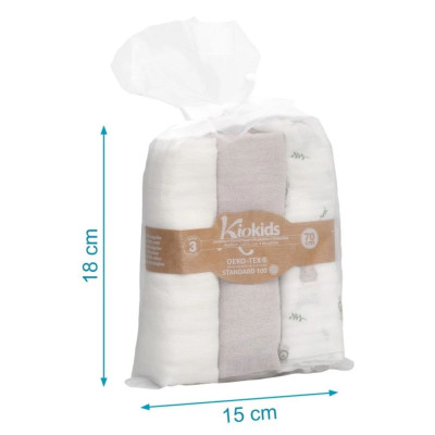 SET 3 MUSSOLE GRIGIE, BIANCHE E CON STAMPA TOPOLINI 70X70 CM