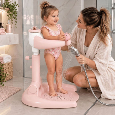 Supporto Bagno Bimbi MONI Rosa Antiscivolo Ergonomico Sicuro Neonati 0-12 Mesi