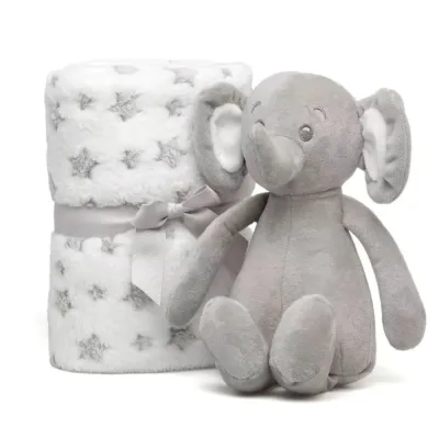 KIOKIDS COPERTINA BEBÈ E ELEFANTINO GRIGIO 