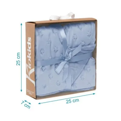 KIOKIDS COPERTINA NEONATO BLU SCURO CON STELLE 80X110 CM