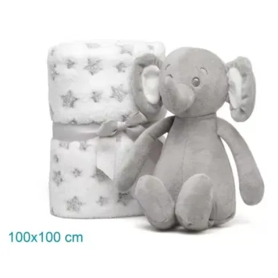 KIOKIDS COPERTINA BEBÈ E ELEFANTINO GRIGIO 