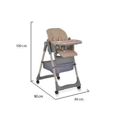 MONI SEDIOLONE LINDO BEIGE PER BAMBINI CON BAVETTA E POSATE