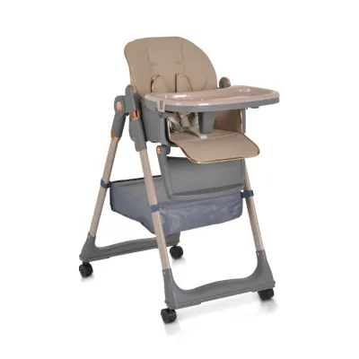 MONI SEDIOLONE LINDO BEIGE PER BAMBINI CON BAVETTA E POSATE